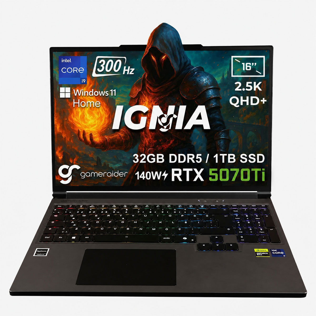 Gameraider Ignia Gr16 Intel Core I9 14900hx Geforce Rtx 5070ti 12gb 140w 32gb Ddr5 1tb Ssd 16 Inç 2.5k Qhd+ 300hz W11 Home Gaming Laptop Çanta Hediyeli 1