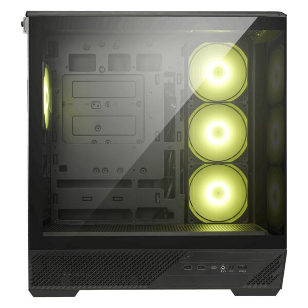 Yüksek performanslı gaming kasası içi ışıklandırmalı ve şık tasarımıyla en iyi oyun deneyimi için tasarlandı. Üçlü RGB fan ile soğutma ve estetik kombinasyonu sunar.