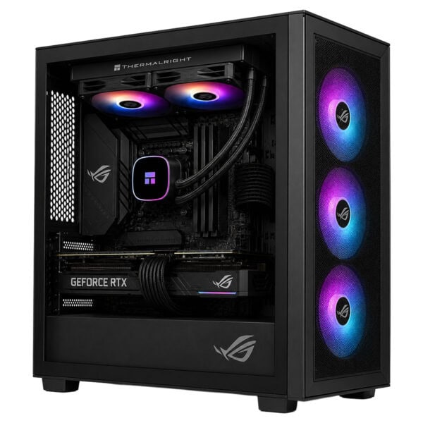 Gelişmiş gaming kasası iç yapısı, ARGB aydınlatmalı fanlar ve yüksek performanslı donanımlar ile donatılmıştır.