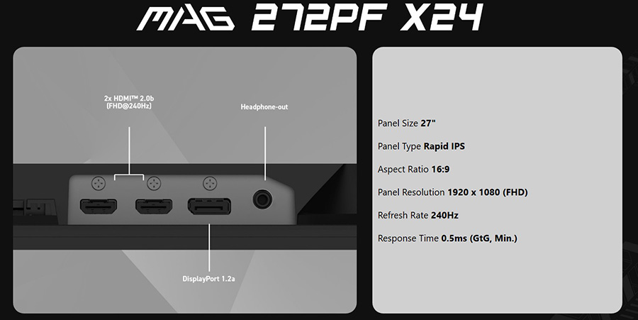 MSI MAG 272PF X24 Gaming Monitör H12