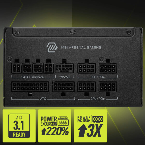 MSI MAG A850GLS PCIE5 850W Güç Kaynağı H3