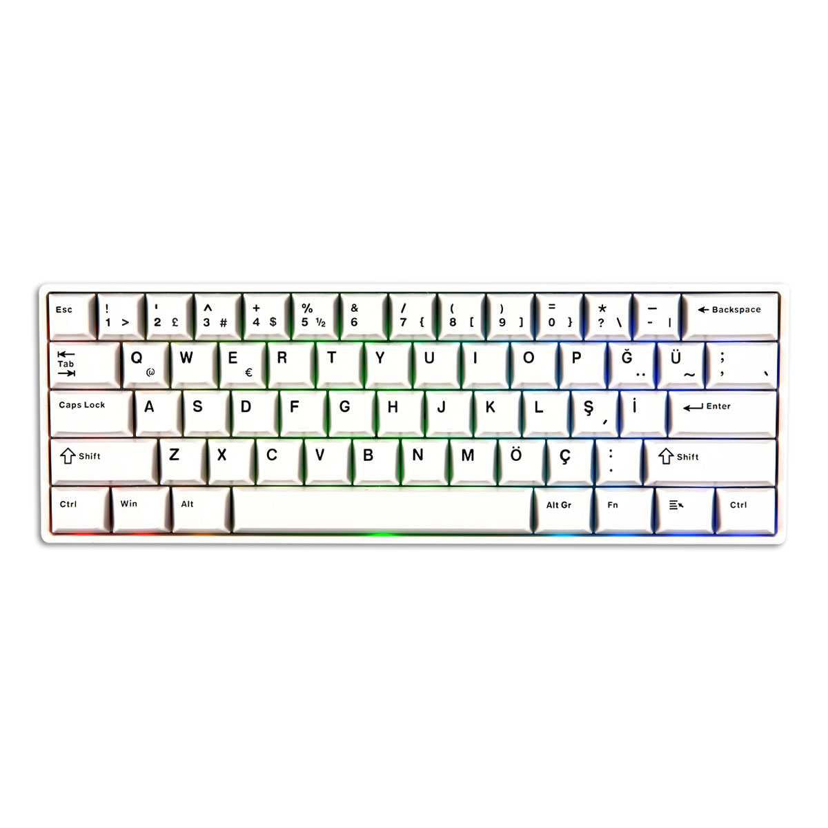 Akko Monsgeek Fun60 Pro White Hall Effect Glare Manyetik Switch Rgb Kablosuz Hotswap Türkçe Mekanik Gaming Klavye 1