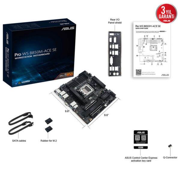 Asus Pro Ws B850m Ace Se 8000mhz (oc) Ddr5 Soket Am5 M.2 Hdmi Dp Vga Matx 13anakart 13