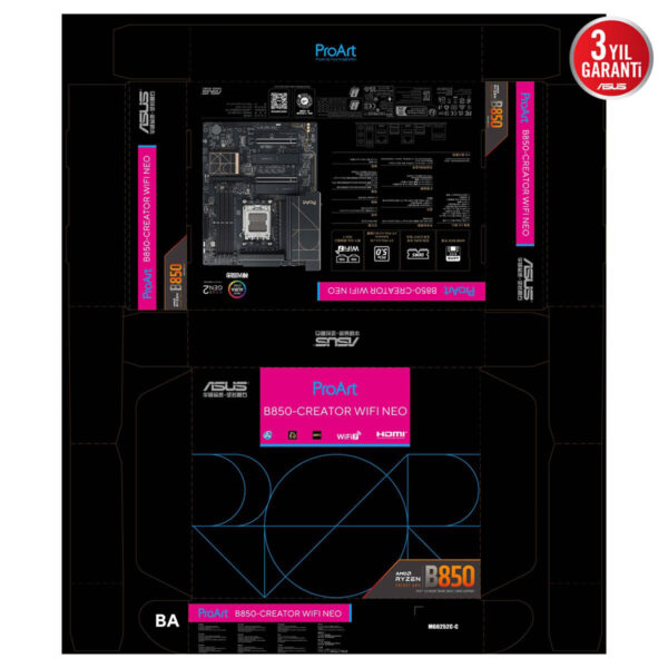 Asus Proart B850 Creator Wifi Neo 9000 Mhz (oc) Ddr5 Am5 Soket M.2 Hdmi Dp Atx Anakart 15