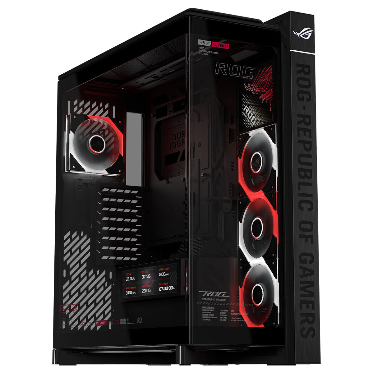 Asus Rog Cronox Gr801 Argb Panaromik Temperli Cam Lcd Ekranlı Full Tower E Atx Gaming Kasa 1