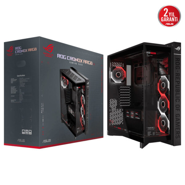Asus Rog Cronox Gr801 Argb Panaromik Temperli Cam Lcd Ekranlı Full Tower E Atx Gaming Kasa 24