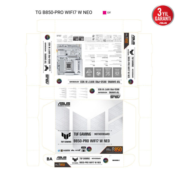 Asus Tuf Gaming B850 Pro Wifi7 W Neo 9000mhz (oc) Ddr5 Soket Am5 M.2 Hdmi Dp Atx Anakart 16
