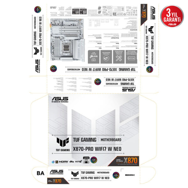 Asus Tuf Gaming X870 Pro Wifi7 W Neo 9600mhz (oc) Ddr5 Soket Am5 M.2 Hdmi Usb4 Atx Anakart 16