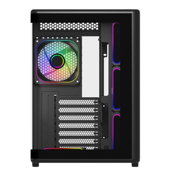 Yüksek performanslı oyuncu bilgisayarı kasası, RGB aydınlatmalı fan ve modern soğutma teknolojileri ile oyun ve PC tutkunlarına uygun.