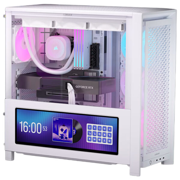 Corsair Frame 4000d Lcd Rs Beyaz 4x120mm Argb Fan Mesh Temperli Cam Usb 3 2 Premium Mid Tower E Atx Dokunmatik Ekranli Gaming Kasa Cc 9011327 Ww T2