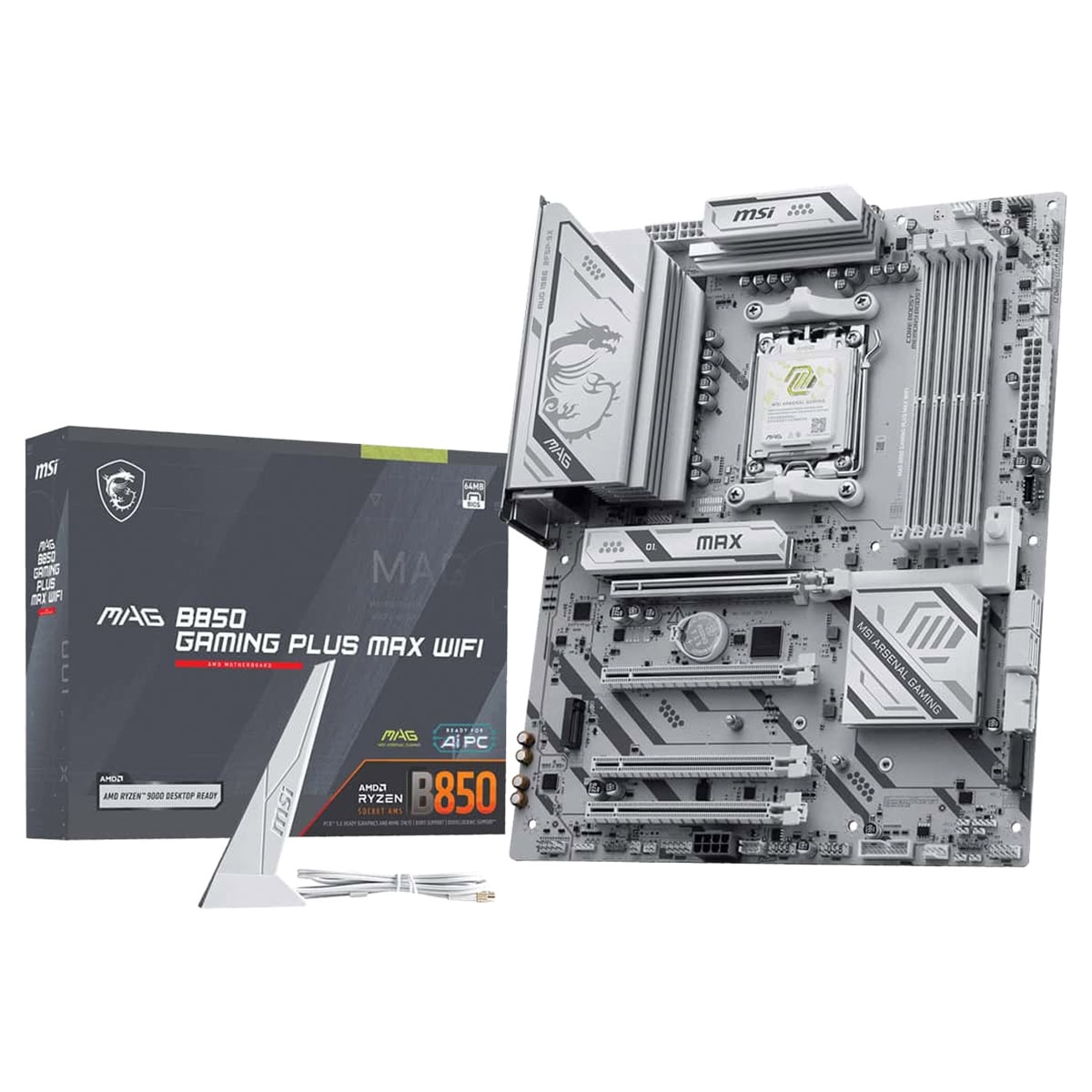 MSI MAG B850 GAMING PLUS MAX WIFI DDR5 Anakart, AM5 soketli, 8200MHz OC desteği, M.2 ve DP çıkışlarıyla yüksek performanslı oyun ve işlemci kurulumları için ideal.