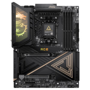 MSI MEG X870E ACE MAX 9000MHz DDR5 Anakart, AM5 soketli, M.2 ve HDMI çıkışlı, ATX form faktörlü yüksek performanslı anakart.