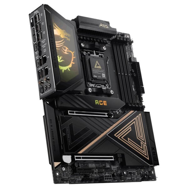 MSI MEG X870E ACE MAX 9000MHz DDR5 Anakart, AM5 soketli, M.2 ve HDMI çıkışlı, ATX form faktörlü yüksek performanslı anakart.