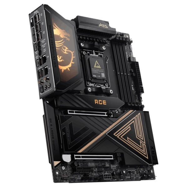 MSI MEG X870E ACE MAX 9000MHz DDR5 Anakart, AM5 soketli, M.2 ve HDMI çıkışlı, ATX form faktörlü yüksek performanslı anakart.