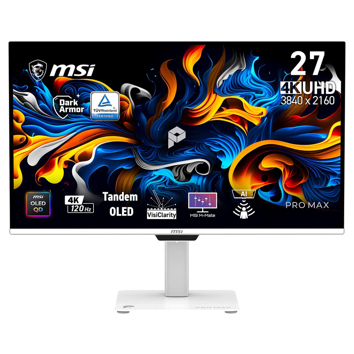 Msi Pro Max 271upxw12g 26 5 Inc 120hz 0 03ms 4k Uhd Adaptive Sync Qd Oled Pivot Monitor Fc1