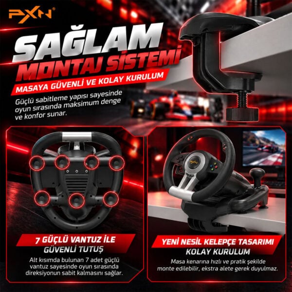 Pxn V3 Pro Siyah Pc Xbox Oneseries Ps4 Uyumlu Direksiyon Seti 6