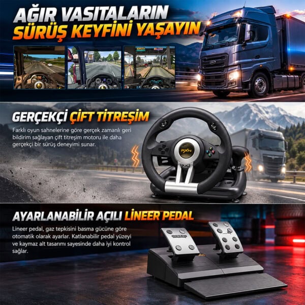 Pxn V3 Pro Siyah Pc Xbox Oneseries Ps4 Uyumlu Direksiyon Seti 8