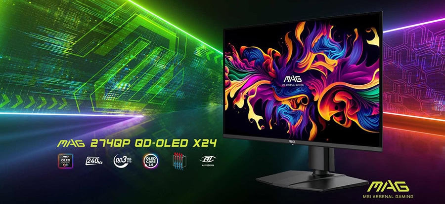 Yüksek çözünürlüklü MSI MAG 274QP QD-OLED 26.5 inç oyun monitörü, 240Hz yenileme hızı ve 0.03ms tepki süresi ile üstün oyun deneyimi sağlar.