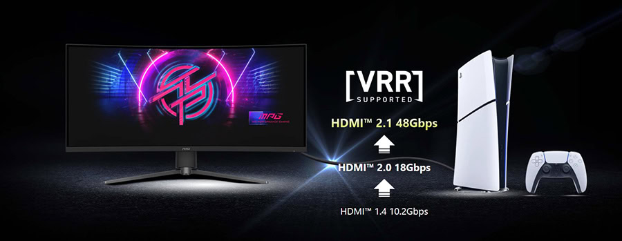 MSI MPG 346CQRF X24 34 inç 240Hz UWQHD Kavisli Gaming Monitör, VRR ve Adaptive Sync destekli, yüksek yenileme hızı ve hızlı tepki süresi ile üstün oyun deneyimi sağlar.