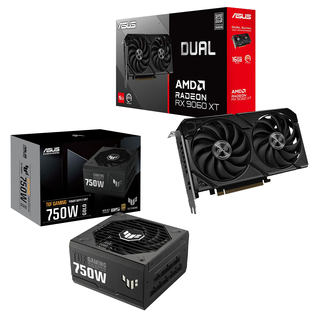 Asus Dual Radeon Rx 9060 Xt 16gb Ekran Karti Asus Tuf Gaming 750g 750w Guc Kaynagi Y1