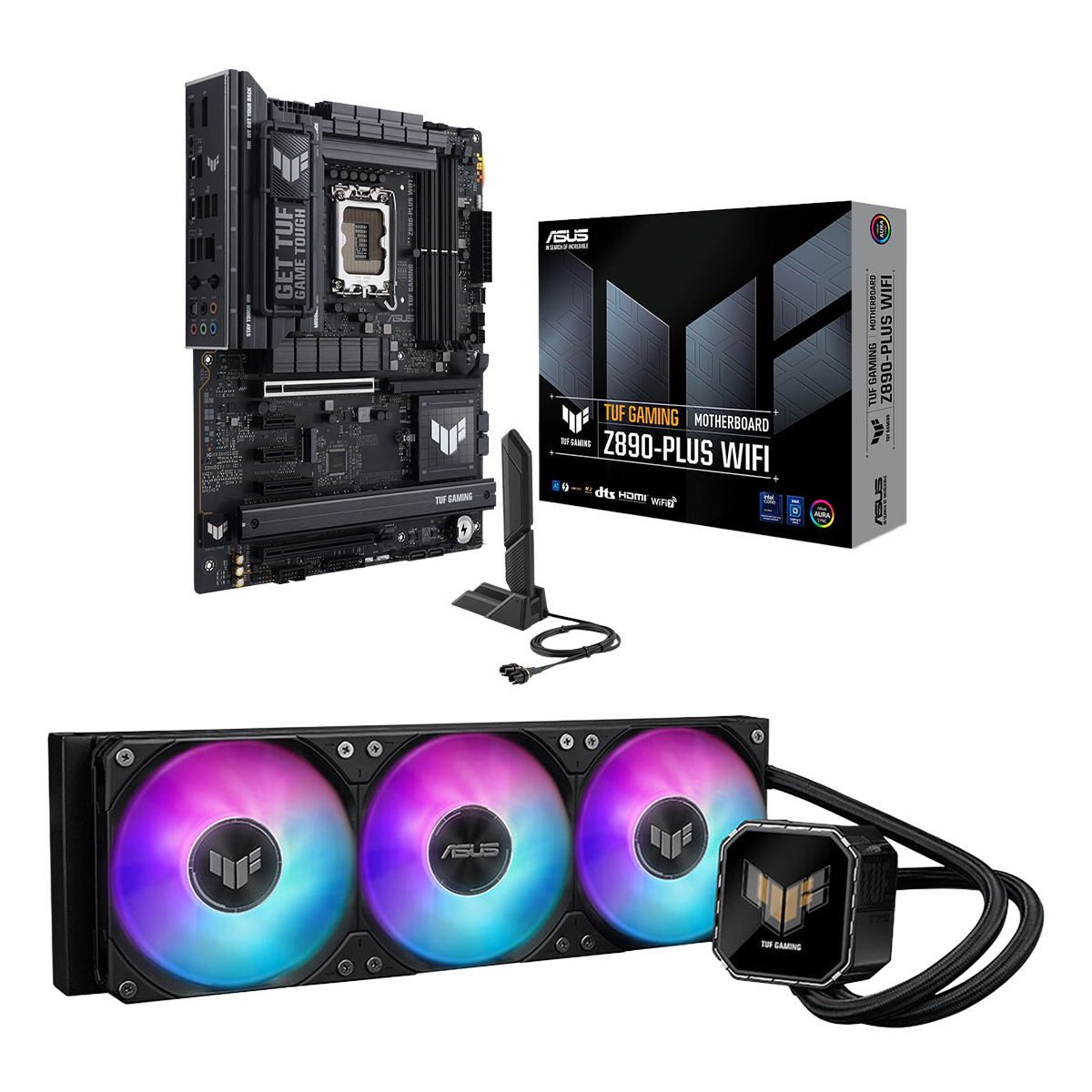 Asus Tuf Gaming Z890 Plus Wifi Anakart Asus Tuf Gaming Lc Iii 360 Argb Lcd Sivi Sogutucu Y1