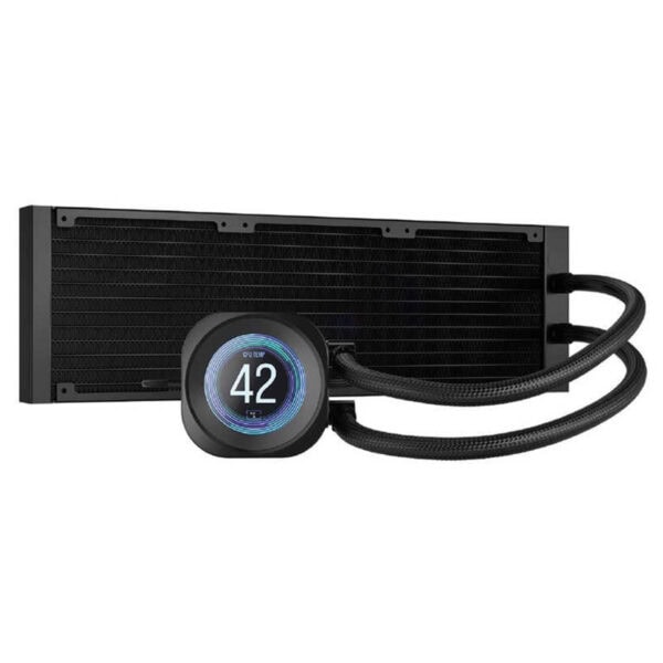 Corsair Nautilus 360 RS LCD ARGB 360mm sıvı soğutucu, Intel ve AMD uyumlu, yüksek performanslı işlemci soğutma çözümü, şık tasarım ve gelişmiş aydınlatma özellikleriyle.