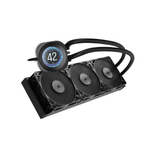 Corsair Nautilus 360 RS, LCD ekranlı ve ARGB aydınlatmalı 360mm işlemci sıvı soğutucu, Intel ve AMD uyumlu, yüksek performanslı soğutma çözümü.