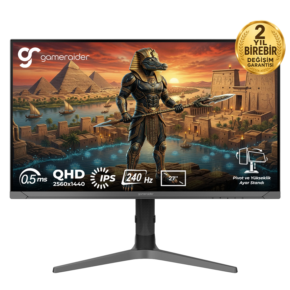 Gameraider Sobek Gr27q24i 27 Inc 240hz 0 5ms 2k Qhd Adaptive Sync Ips Pivot Gaming Monitor 2 Yil Birebir Degisim Garantili Y1
