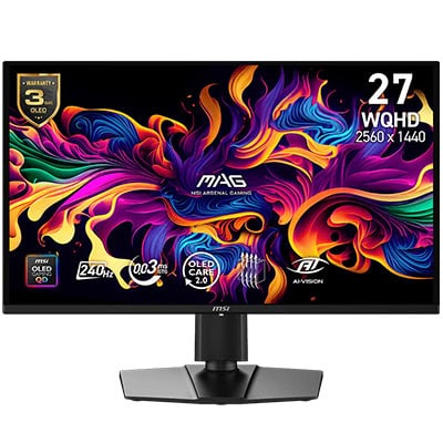 MSI MAG 274QP QD-OLED 27 inç WQHD 2560x1440 240Hz Gaming Monitör.