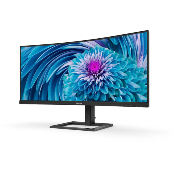 Yüksek çözünürlüklü Philips 34 inç UWQHD kavisli monitör, 100Hz yenileme hızı ve 4ms tepki süresi ile oyun ve profesyonel kullanım için ideal.