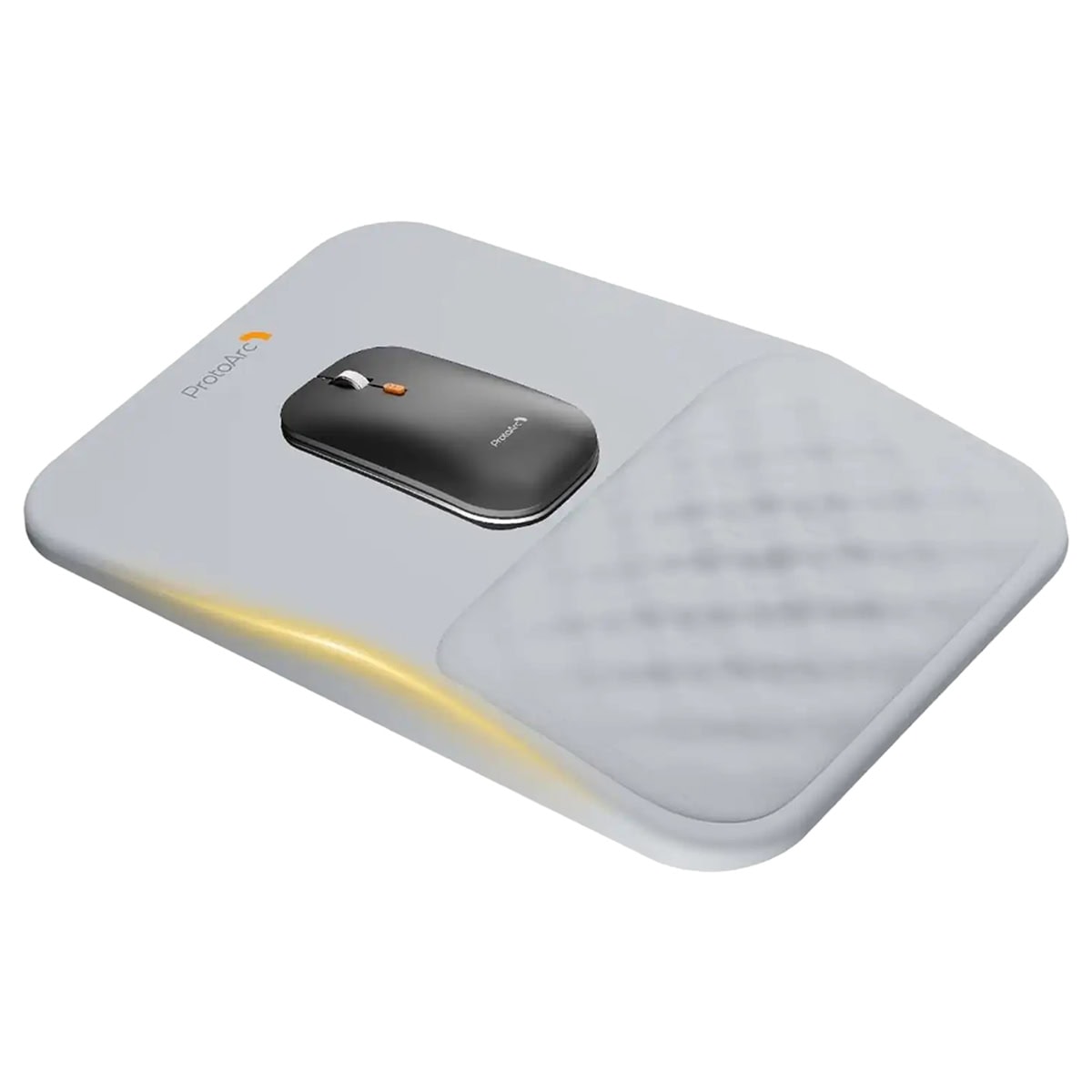ProtoArc MP50 ergonomik mouse pad, PU deri bilek desteği ve kaymaz yüzey ile konforlu kullanım sağlar.