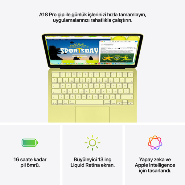 Apple Macbook Neo A18 Pro 6 Cekirdek Cpu 5 Cekirdek Gpu 8gb Ram 256gb Ssd 13 Inc Gumus Laptop Mhfa4tu A 9