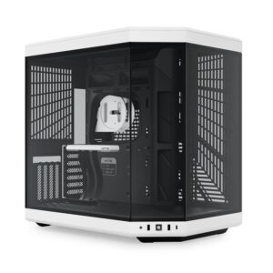 Görünümde şeffaf panel ile PC kasa iç donanımı ve bileşenleri net şekilde görünmektedir.