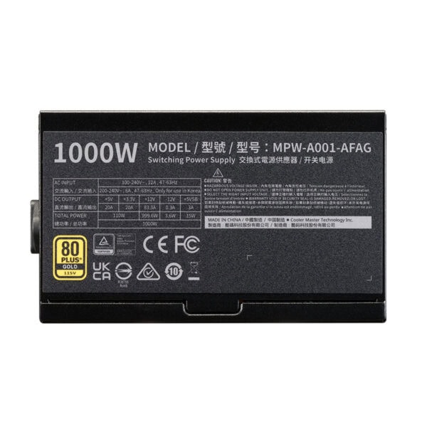 Cooler Master Elite Gold 1000W 80+ Gold güç kaynağı, yüksek verimlilik ve dayanıklılık sağlar. PCIe 5.1 uyumlu, tam modüler tasarımıyla kolay kablo yönetimi sunar. Güçlü ve güvenilir performans için i.