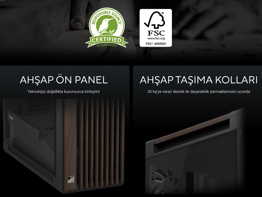 ProArt PA602 Wood Edition Modern Black - Tempered Glass Panel ASUS ProArt PA602 Wood Edition Temperli Cam Kasa H3