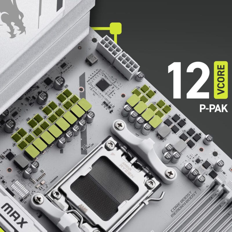 MSI MAG B850 GAMING PLUS MAX anakart, DDR5 ve AM5 soketli, 8200MHz hızında OC destekli, M.2 ve DP bağlantılı, ATX form faktörlü yüksek performans anakart.