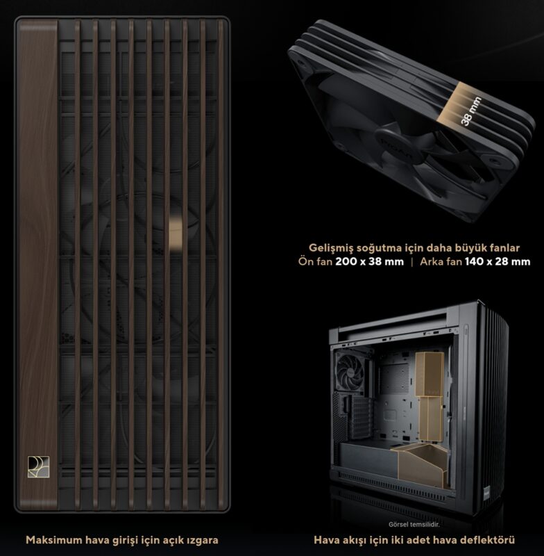 ProArt PA602 Wood Edition Modern Black - Tempered Glass Panel ASUS ProArt PA602 Wood Edition Temperli Cam Kasa H4
