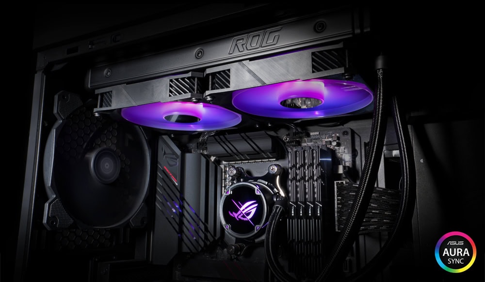 ASUS ROG Strix LC II 240 ARGB, Intel ve AMD uyumlu 240mm sıvı işlemci soğutucu, ARGB aydınlatmalı fanlar ve gelişmiş soğutma teknolojisi ile oyun ve yüksek performans bilgisayarları için ideal.