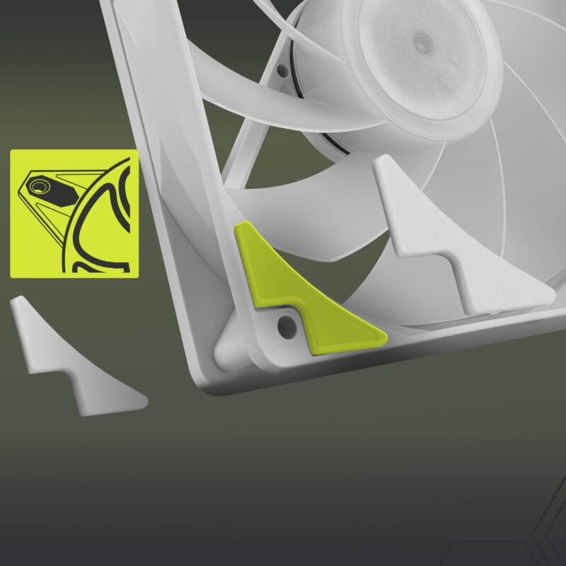 MSI MAG F120 ARGB Beyaz 120mm kasa fanı, şık tasarımı ve ARGB aydınlatmasıyla bilgisayar kasası soğutmasını optimize eder.