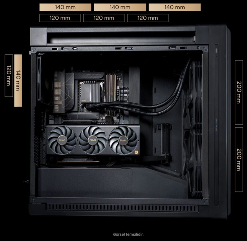 ProArt PA602 Wood Edition Modern Black - Tempered Glass Panel ASUS ProArt PA602 Wood Edition Temperli Cam Kasa H7