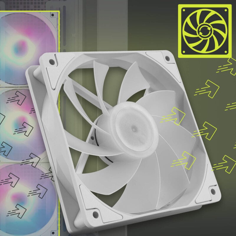 MSI MAG F120 ARGB WHITE ters kanat tasarımı