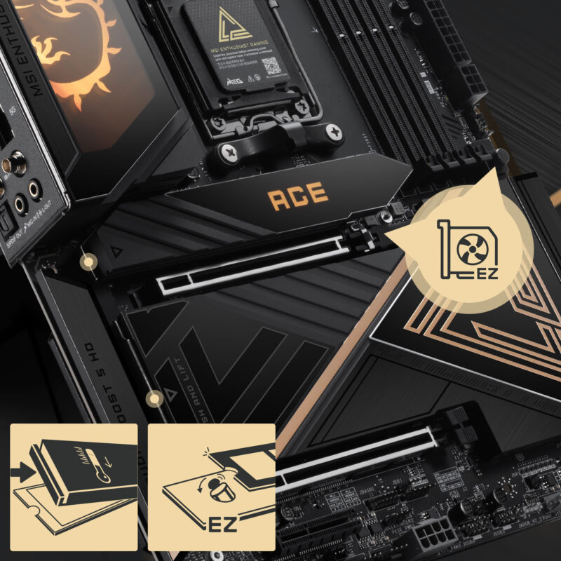 MSI MEG X870E ACE MAX 9000MHz DDR5 Anakart, AM5 soketli, M.2 ve HDMI çıkışlı yüksek performanslı anakart. Oyun ve OverClocking için optimize edilmiş, dayanıklı ve gelişmiş soğutma özellikleriyle donatılmış.