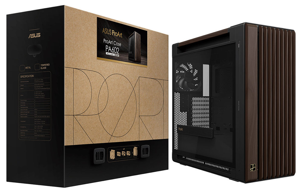 ProArt PA602 Wood Edition Modern Black - Tempered Glass Panel ASUS ProArt PA602 Wood Edition Temperli Cam Kasa H1