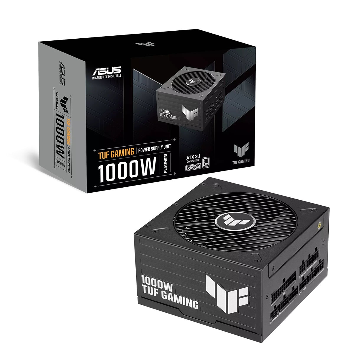 ASUS TUF GAMING 1000W 80+ Platinum güç kaynağı, yüksek performans ve dayanıklılık sunar. Oyun ve yüksek performanslı sistemler için ideal, enerji verimli ve güvenilir güç kaynağı.
