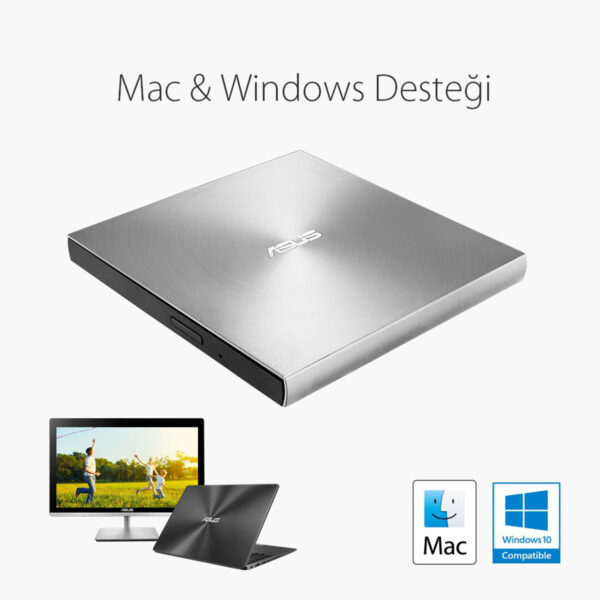 Asus Zendrive U9m Sdrw 08u9m U Silver M Disc Destekli Harici Ultra Ince Dvd Yazici 7