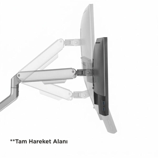 Brateck 17 32 Inç Uyumlu İki Kollu Amortisörlü Gümüş Monitör Kolu (ldt63 C024) 4