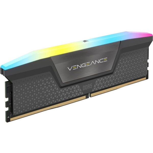 Corsair Vengeance RGB 16GB DDR5 6000MHz RAM, RGB aydınlatmalı, yüksek performanslı bellek modülü, Intel XMP ve AMD EXPO uyumlu, oyun ve overclock için ideal.