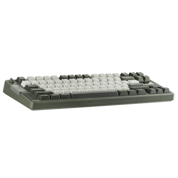 EPOMAKER RT85 Green White Wisteria V2 renkli mekanik kablosuz gaming klavye, RGB aydınlatmalı, hotswap switch özelliği ile özelleştirilebilir, yüksek performans ve dayanıklılık sağlar.