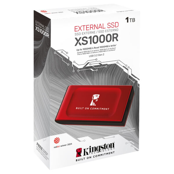 Kingston Xs1000 1tb Usb 3 2 Gen 2 Okuma 1050mb Yazma 1000mb Kirmizi Tasinabilir Harici Ssd Sxs1000r 1000ga 3