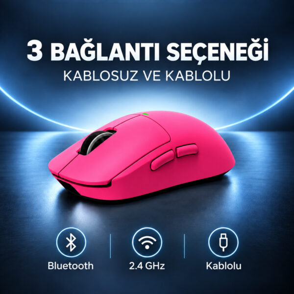 Mchose A5 V3 Berry Red 8k Hz Kablosuz Gaming Mouse (hw A5v3 1) 5